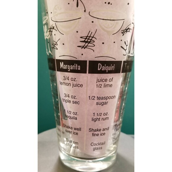 Classic Drink Recipe Cocktail Mixing Glass Vintage Retro Barware 18oz - Picture 8 of 9